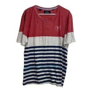 Red white and blue Buffalo David bitton v neck Tee. Size XL